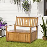 Outsunny 2 Seater Wood Garden Storage Bench, Outdoor Storage Box, Patio Seating Furniture, 125 X 68.5 X 97cm, Natural