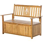 Outsunny 2 Seater Wood Garden Storage Bench, Outdoor Storage Box, Patio Seating Furniture, 125 X 68.5 X 97cm, Natural