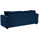 3 Seater Sofa Blue Track Arms Throw Pillows Beliani