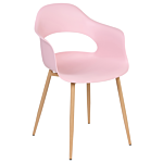 Set Of 2 Dining Chairs Pink Synthetic Material Sleek Legs Decorative Home Furniture Dining Room Beliani