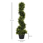 Outsunny Set Of 2 Artificial Tree 90cm/3ft Artificial Spiral Topiary Trees W/ Pot Fake Indoor Outdoor Greenery Plant Home Office Garden Décor Green