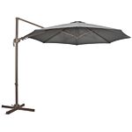 Outsunny 3(m) Cantilever Parasol 360° Rotation Roma Umbrella Hanging Sun Shade With Aluminum Frame, Tilt Crank, 8 Ribs And Cross Base, Dark Grey