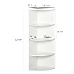 Homcom Wood Corner Shelf 4 Tier Unit Freestanding Bookshelf Plants Stand Display Shelf Modern Decoration White