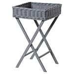 Large Grey Wicker Basket Butler Tray