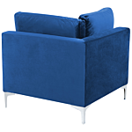 Left Hand Modular Corner Sofa Blue Velvet 6 Seater With Ottoman L-shaped Silver Metal Legs Glamour Style Beliani