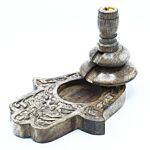 Med Mango Wood Backflow Burner - Hamsa