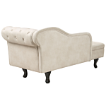 Chaise Lounge Light Beige Velvet Upholstery Right Hand Buttoned Nailheads Chesterfield Style Living Room Furniture Beliani