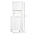 Homcom Modern Kitchen Cupboard With Storage Cabinets, 3 Drawers And Open Countertop For Living Room, White