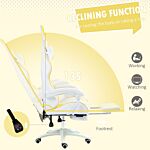 Vinsetto Racing Gaming Chair, Reclining Pu Leather Computer Chair With Removable Rabbit Ears, Footrest, Headrest And Lumber Support, Yellow