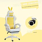 Vinsetto Racing Gaming Chair, Reclining Pu Leather Computer Chair With Removable Rabbit Ears, Footrest, Headrest And Lumber Support, Yellow