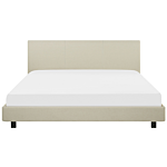 Slatted Bed Frame Beige Polyester Fabric Upholstered 6ft Eu Super King Size Modern Design Beliani