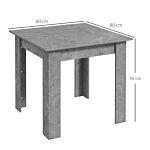 Homcom Square Dining Table, Modern Dining Room Table With Faux Cement Effect, Space Saving Small Dining Table