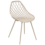 Set Of 2 Dining Chairs Beige Synthetic Seat Metal Legs Net Design Backrest Modern Scandinavian Beliani