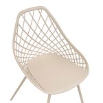 Set Of 2 Dining Chairs Beige Synthetic Seat Metal Legs Net Design Backrest Modern Scandinavian Beliani