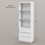 Homcom 180cm Tall Bookcase, With Shelves And Drawers - White
