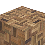 Coffee Table Light Wood Teak Cube Rustic Style Accent Side Table Beliani