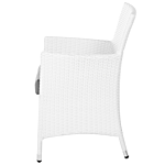 Garden Dining Chair Set Of 2 White Faux Rattan Grey Cushion Seat Outdoor Resistances Beliani