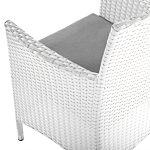 Garden Dining Chair Set Of 2 White Faux Rattan Grey Cushion Seat Outdoor Resistances Beliani