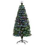 Homcom 1.5m Tall Artificial Christmas Tree Fiber Optic Colorful Led Pre-lit Holiday Home Christmas Decoration With Flash Mode, Green