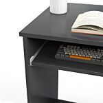 Homcom Compact Computer Desk With Keyboard Tray And Drawer, Study Desk, Writing Desk For Home Office, Grey