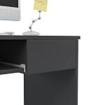 Homcom Compact Computer Desk With Keyboard Tray And Drawer, Study Desk, Writing Desk For Home Office, Grey