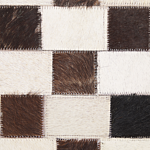 Area Rug Brown And Beige Cowhide Leather 140 X 200 Cm Geometric Pattern Patchwork Beliani