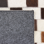 Area Rug Brown And Beige Cowhide Leather 140 X 200 Cm Geometric Pattern Patchwork Beliani