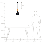 Hanging Light Pendant Lamp Black With Gold And Light Wood Aluminium Cone Shade Industrial Design Beliani