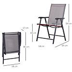 Outsunny Set Of 6 Folding Garden Chairs, Metal Frame Garden Chairs Outdoor Patio Park Dining Seat With Breathable Mesh Seat, Grey