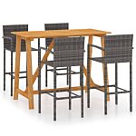 Vidaxl 5 Piece Garden Bar Set Grey