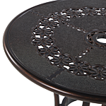 Garden Dining Table Brown Aluminium Round Ø 65 Cm Outdoor Vintage Beliani