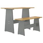 Vidaxl 3 Piece Dining Set Honey Brown And Grey Solid Wood Pine