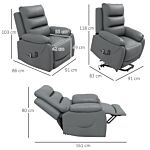 Homcom Electric Riser And Recliner Chairs For Elderly, Pu Leather Power Lift Recliner Armchair With Vibration Massage, Side Pockets