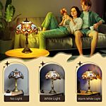 Homcom Stained Glass Table Lamp, Handcrafted Artisan Collectible, Suitable For Living Room And Bedside, Multi-coloured, Ф31 X 48hcm, Zinc Alloy.