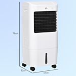 Homcom 78cm Portable Evaporative Air Cooler, 3-in-1 Ice Cooling Fan Cooler, Water Conditioner Humidifier Unit With Remote, 7.5h Timer, Oscillating, Led Display, 15l Water Tank For Home, White