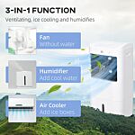 Homcom 78cm Portable Evaporative Air Cooler, 3-in-1 Ice Cooling Fan Cooler, Water Conditioner Humidifier Unit With Remote, 7.5h Timer, Oscillating, Led Display, 15l Water Tank For Home, White