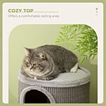 Pawhut Cat Barrel Kitten Tree Tower For Indoor Cats, Cat Climbing Frame Covered With Sisal, Cosy Platform - Light Grey