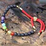 18k Gold Plated Gemstone Royal String Bracelet - Lava Stone Chakra