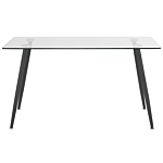 Dining Table Transparent 140 X 80 Cm Glass Top Steel Black Legs Rectangular Modern Beliani