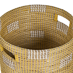 Seagrass Basket Light Plastic Threads Handles Handmade Laundry Basket Rustic Boho Style Living Room Bathroom Beliani