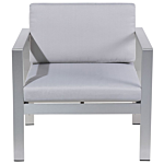 Garden Armchair Light Grey Aluminium Frame Outdoor With Cushions Beliani