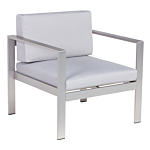 Garden Armchair Light Grey Aluminium Frame Outdoor With Cushions Beliani