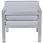 Garden Armchair Light Grey Aluminium Frame Outdoor With Cushions Beliani