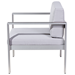 Garden Armchair Light Grey Aluminium Frame Outdoor With Cushions Beliani