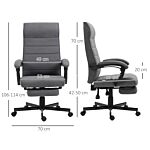 Vinsetto High-back Home Office Chair, Linen Swivel Reclining Chair With Adjustable Height, Footrest And Padded Armrest For Living Room, Study, Grey