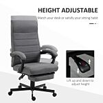 Vinsetto High-back Home Office Chair, Linen Swivel Reclining Chair With Adjustable Height, Footrest And Padded Armrest For Living Room, Study, Grey