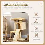 Pawhut Sisal Cat Rest & Play Activity Tree W/ 2 House Cream White