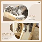 Pawhut Sisal Cat Rest & Play Activity Tree W/ 2 House Cream White