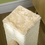 Pawhut Jute Cat Scratching Post W/ Carpet Base Hanging Toy - Beige