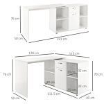 Homcom Modern L-shaped Computer Desk, Laptop Pc Corner Table, Home Office Workstation With Spacious Storage, White